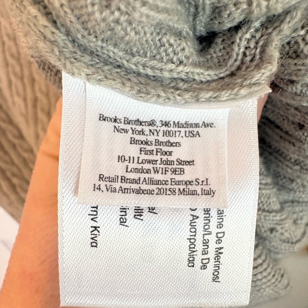 Brooks Brothers 346 Merino Wool Sweater S Gray Cable Knit Short Sleeve - Picture 4 of 6
